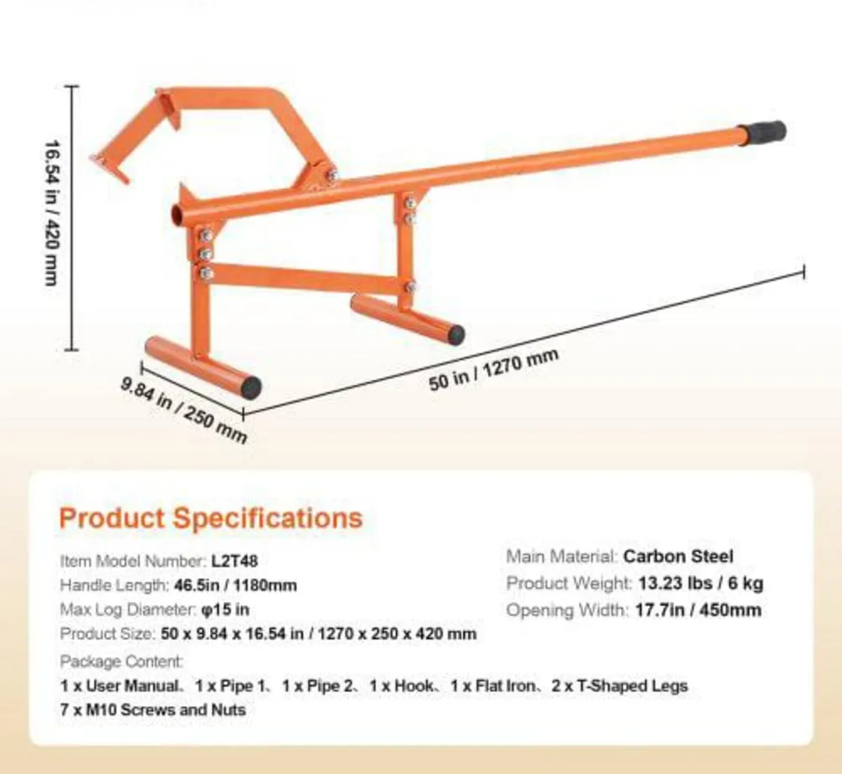 Timberjack, 46.5 in, Heavy Duty Steel Log Lifter, - Image 4