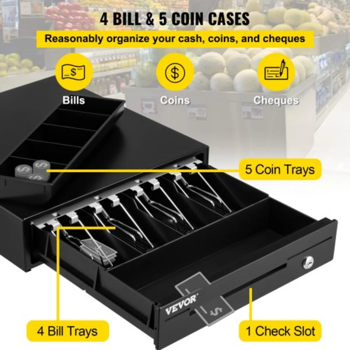 Cash Register Drawer, 33 cm 12 V, for POS System w - Image 2