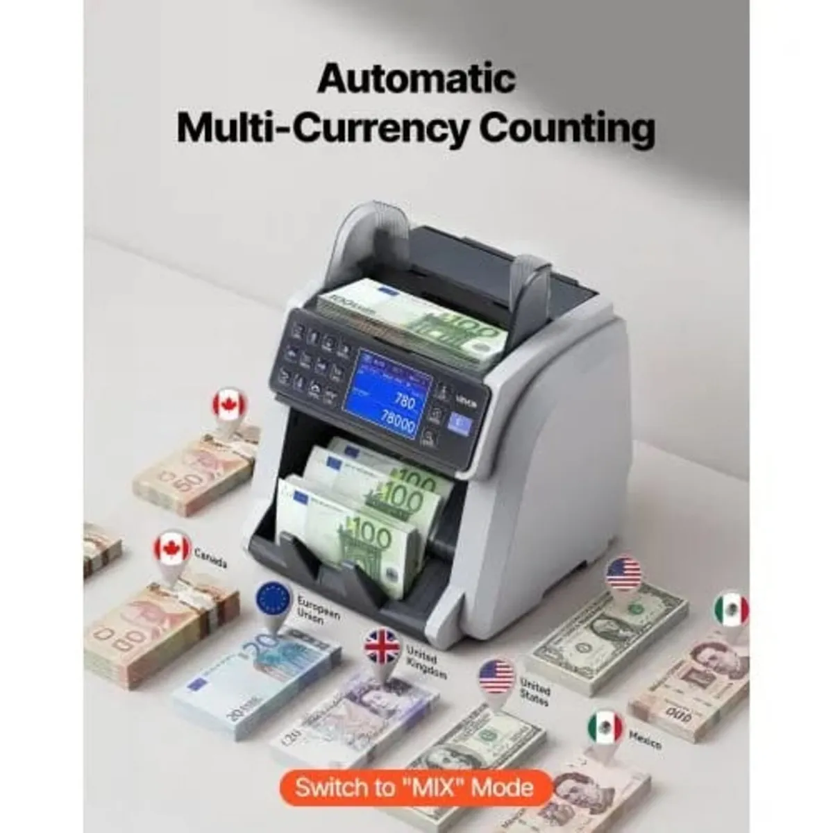Money Counter Machine, Mixed Denomination Bill Cas - Image 3