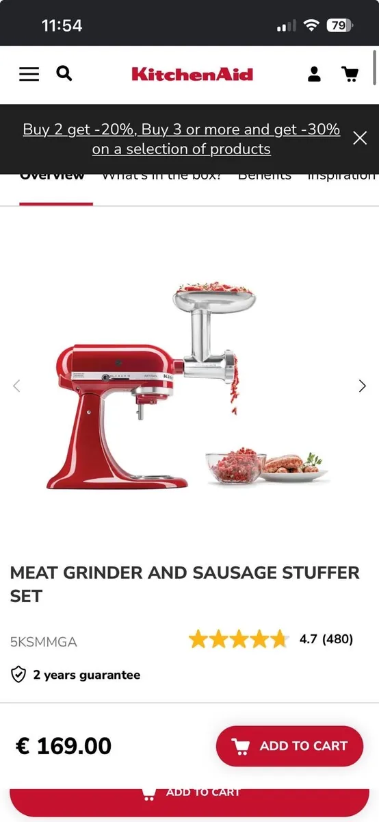 Kitchen Aid meat grinder and sausage stuffer set - Image 1