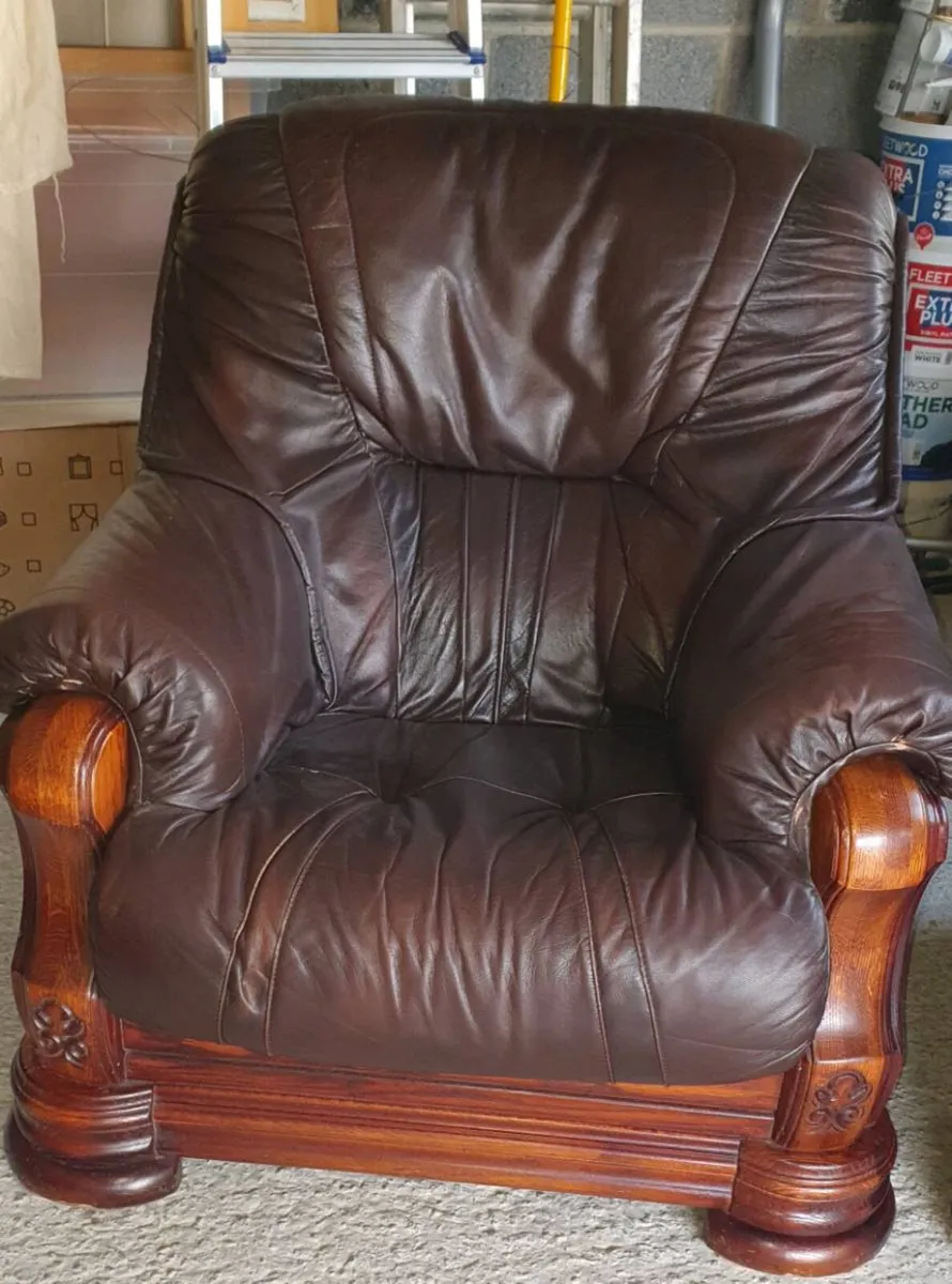 Three piece leather suite - Image 2