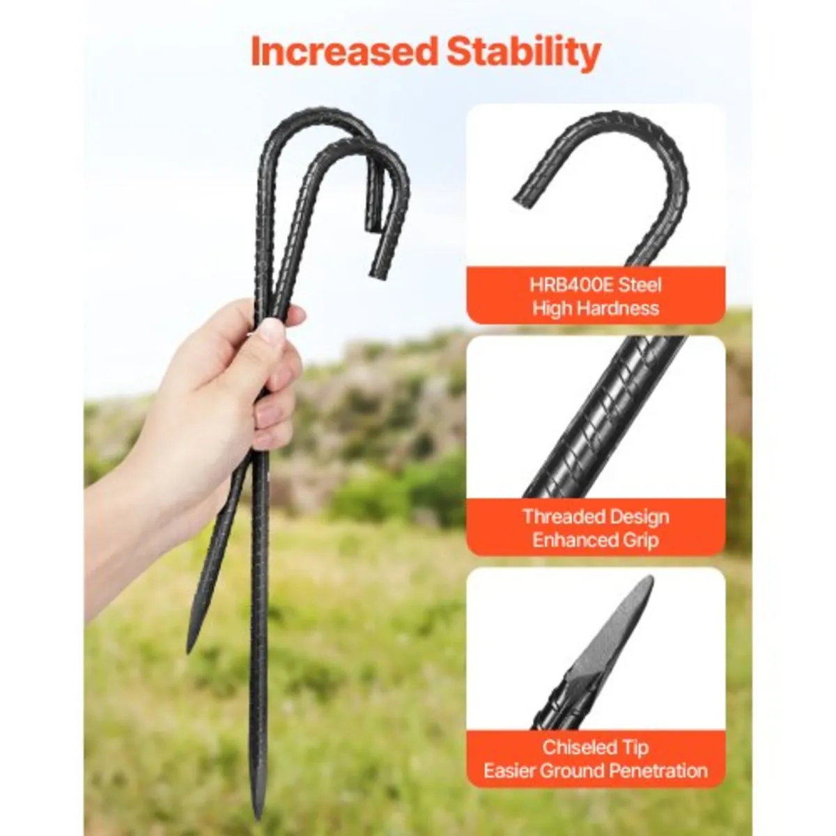 406,4 mm / 16-Inch 24 Pack Rebar Stakes Heavy Duty - Image 3