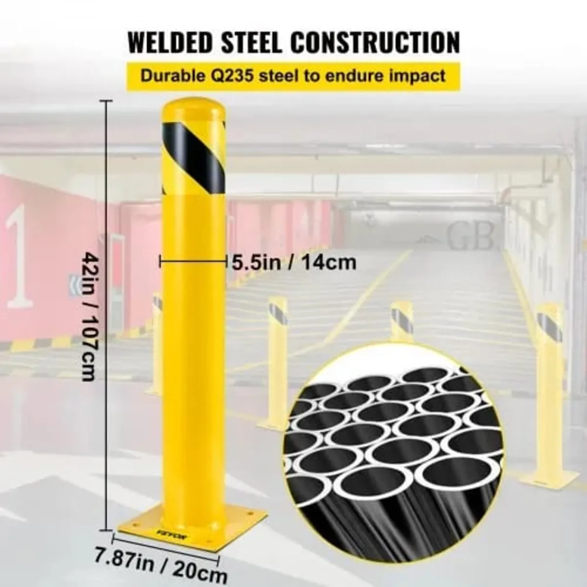 Safety Bollard, 42 Inch Height Bollard Post, 5.5 I - Image 2