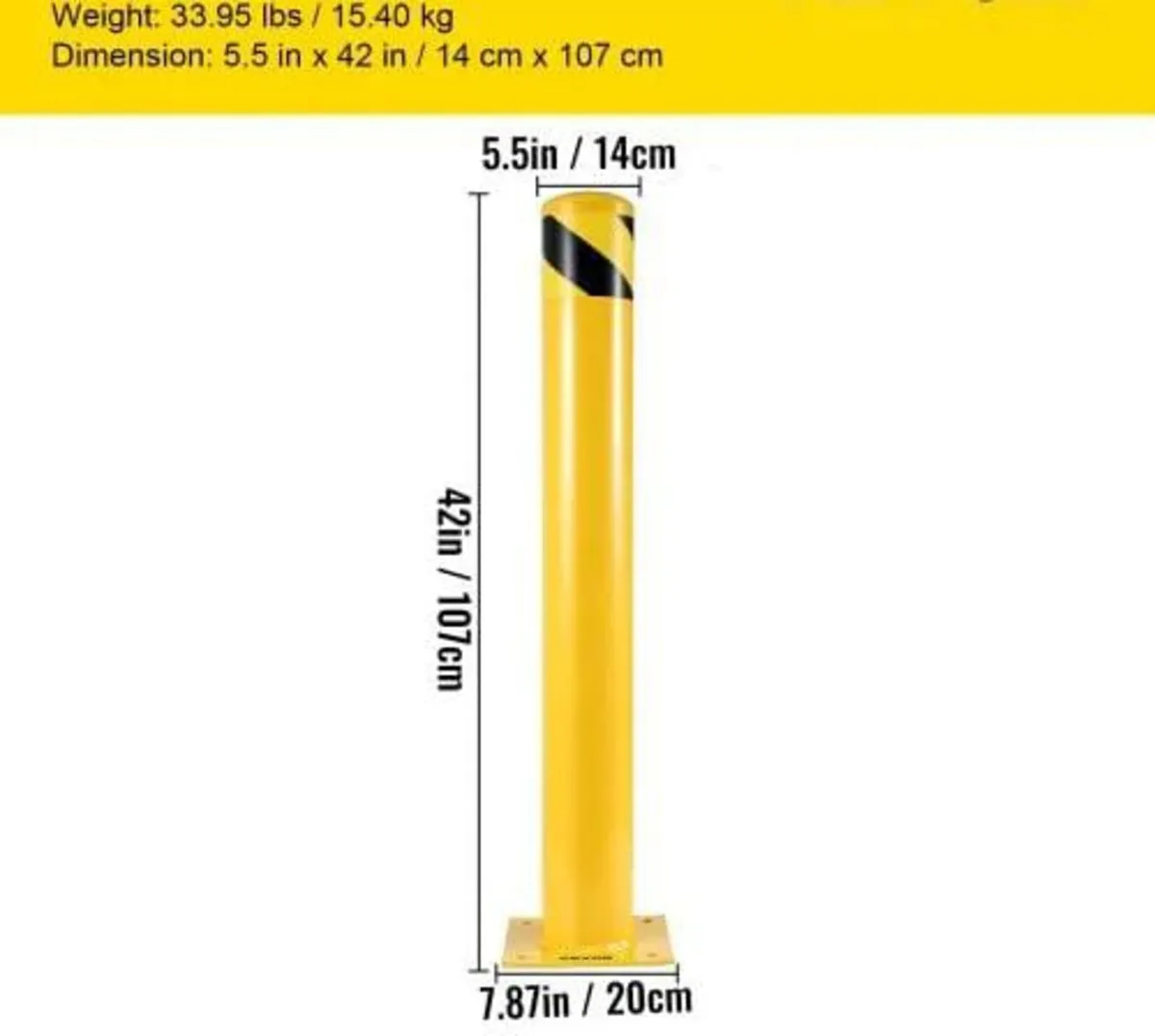 Safety Bollard, 42 Inch Height Bollard Post, 5.5 I - Image 4