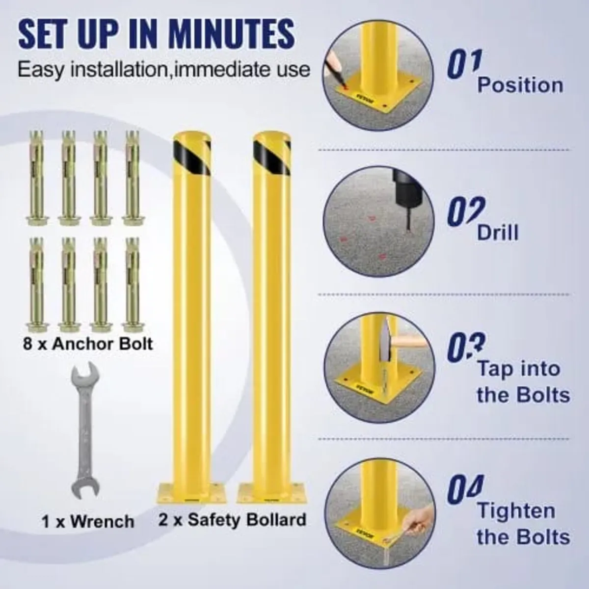 Safety Bollard, 42 Inch Height Bollard Post, 4.5 I - Image 2