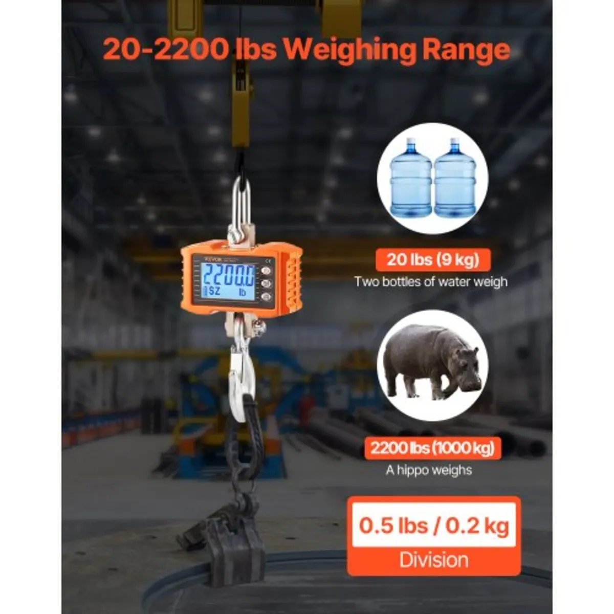 Digital Crane Scale, 2200 lbs/1000 kg, Industrial - Image 2