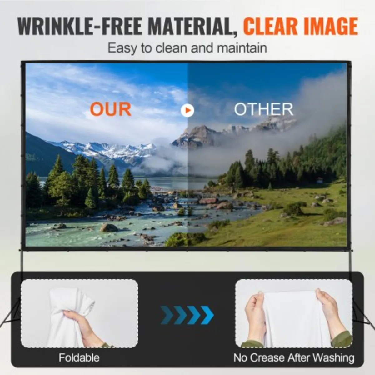 Projector Screen with Stand, 150 inch 16:9 4K 1080 - Image 3