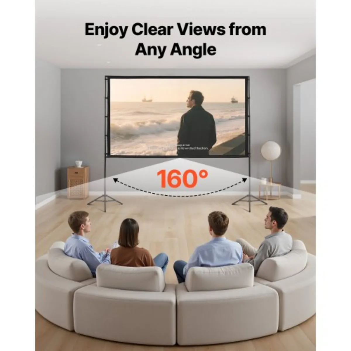 Projector Screen with Stand, 100 Inch 160° Wide An - Image 4