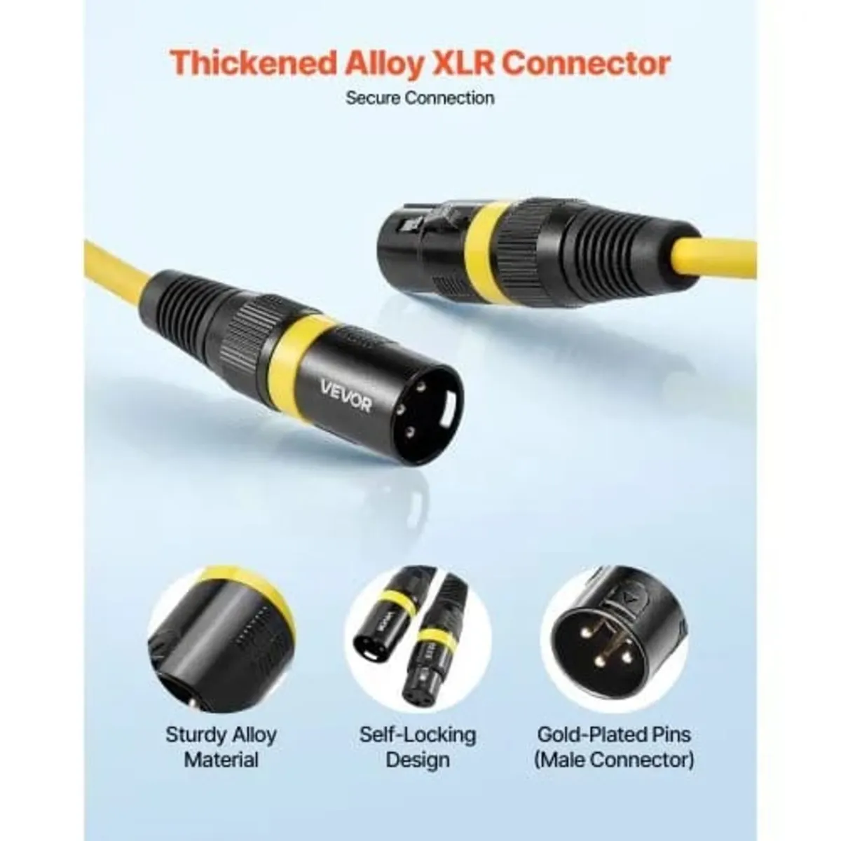 XLR Cable 2 m, 10 Pack, Shielded Balanced DMX Male - Image 3