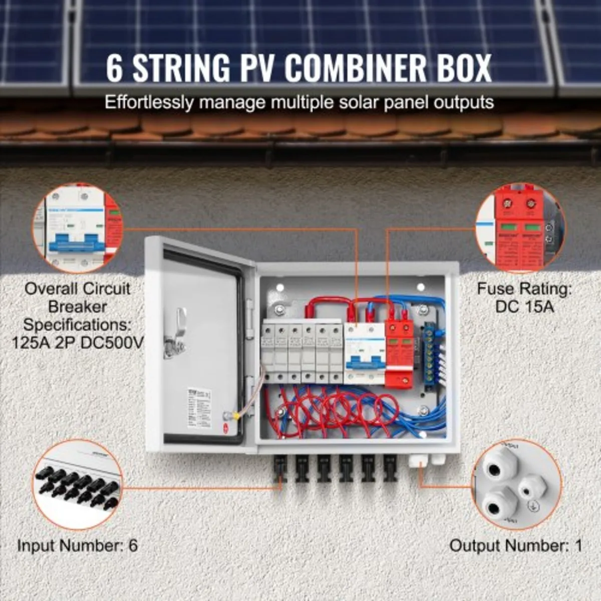 PV Combiner Box, 6 String, Solar Combiner Box with - Image 3