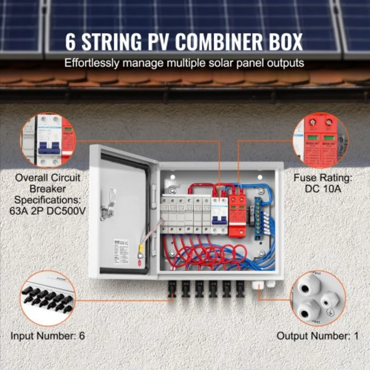 PV Combiner Box, 6 String, Solar Combiner Box with - Image 3