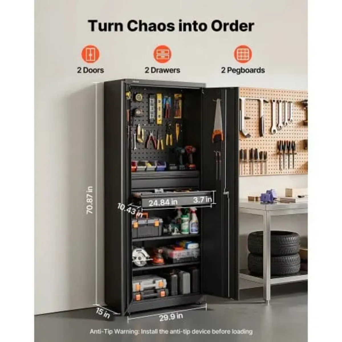 Metal Storage Cabinet, 81.5 kg Shelf Load Capacity - Image 4