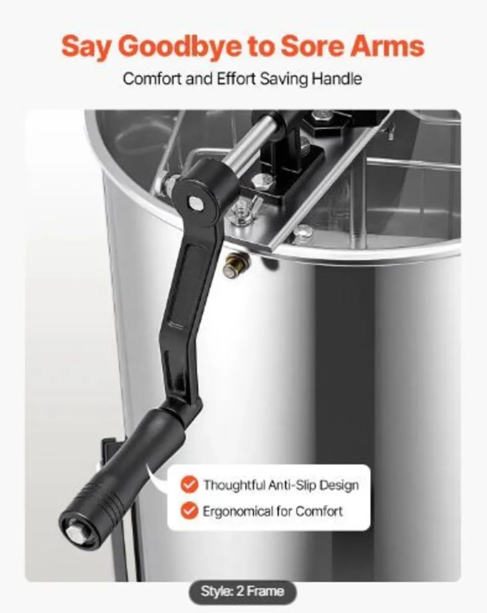 Honey Extractor, 2 Frame Manual Honey Spinner - Image 2