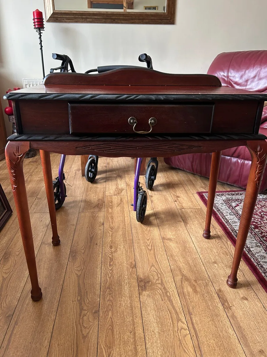 Mahogany console table and picture - Image 1