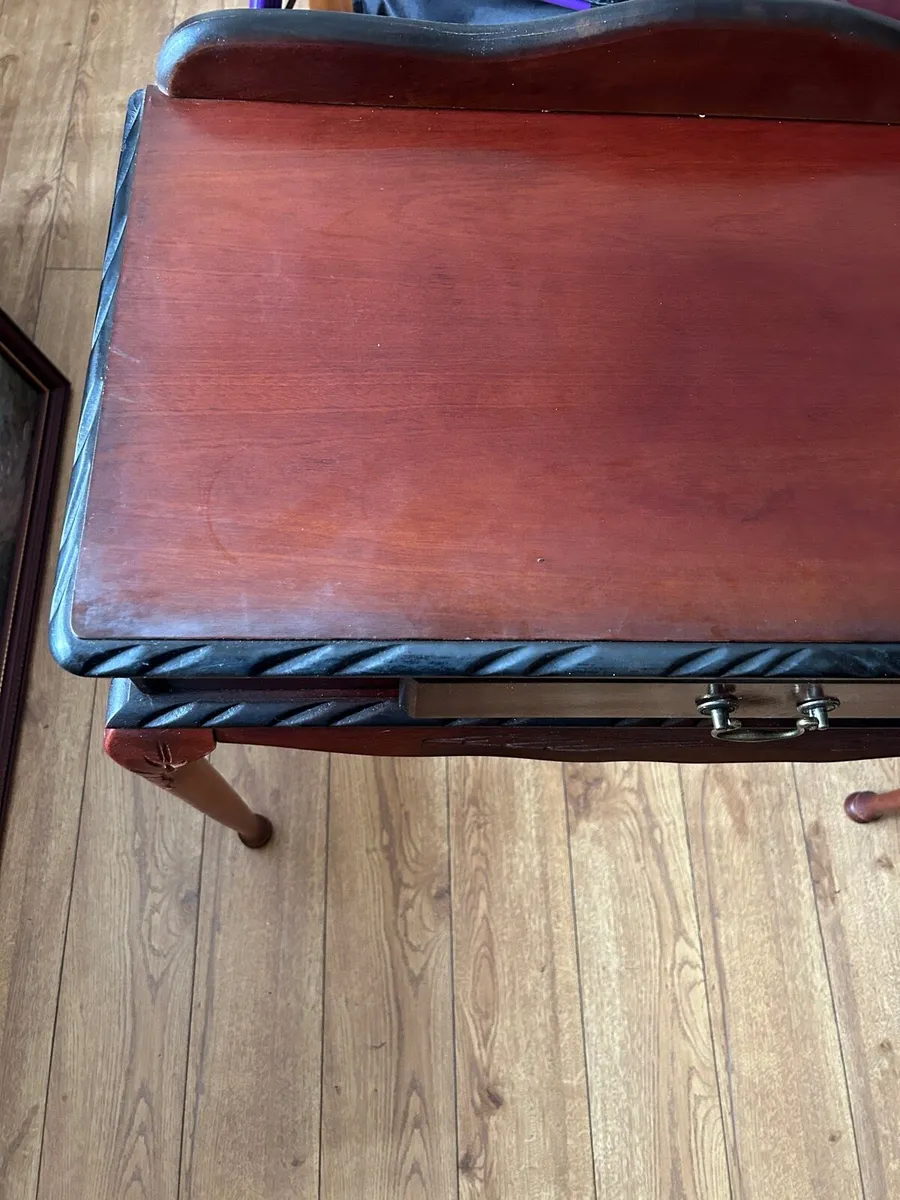 Mahogany console table and picture - Image 2