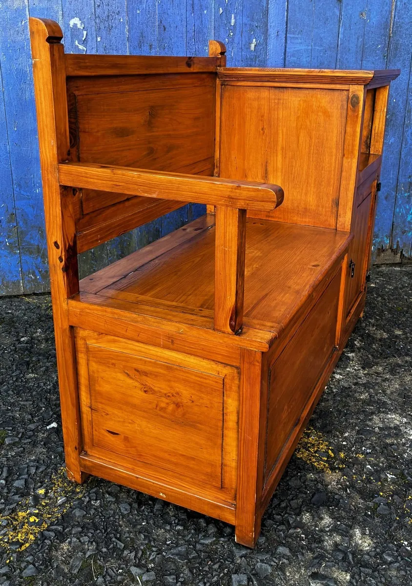 Vintage Pine Hall Storage Bench - Image 3