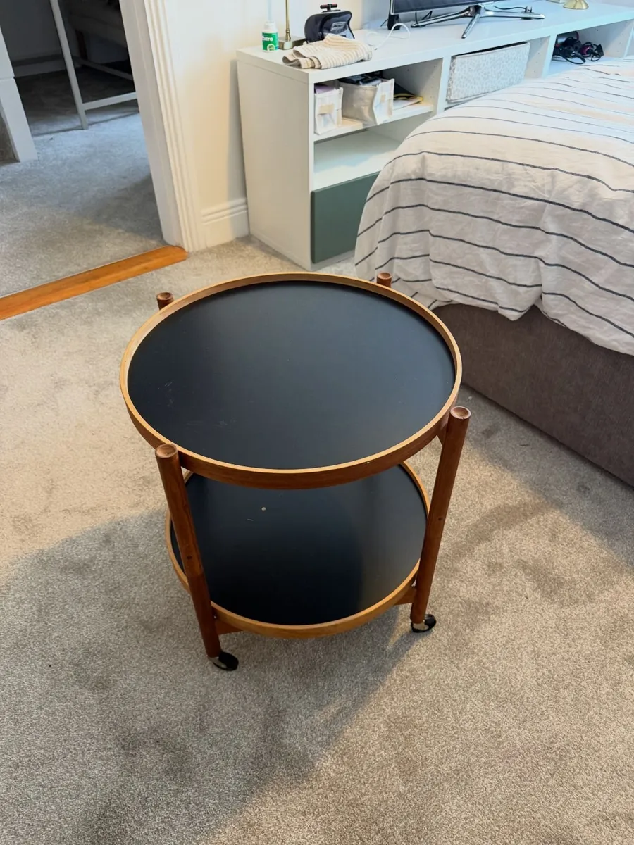 Round Two-Tier Wooden Drinks Trolley - Image 2