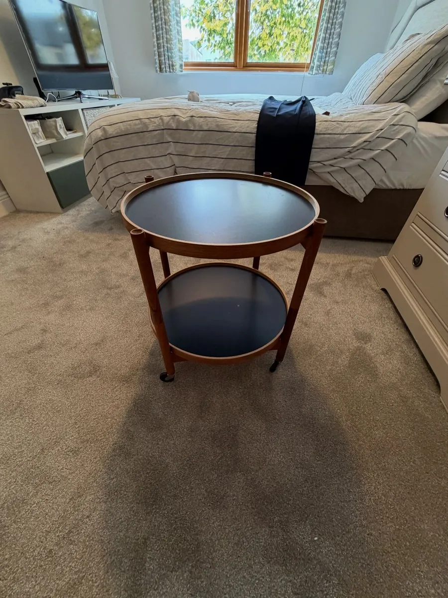 Round Two-Tier Wooden Drinks Trolley - Image 4