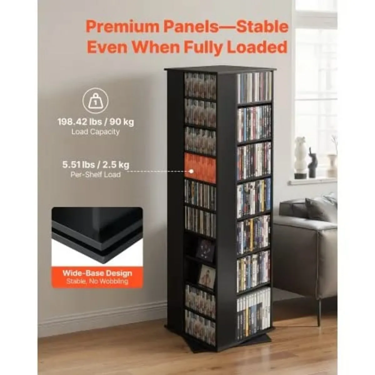 Media Storage Cabinet, CD Rack Tower, 34 Compartme - Image 3