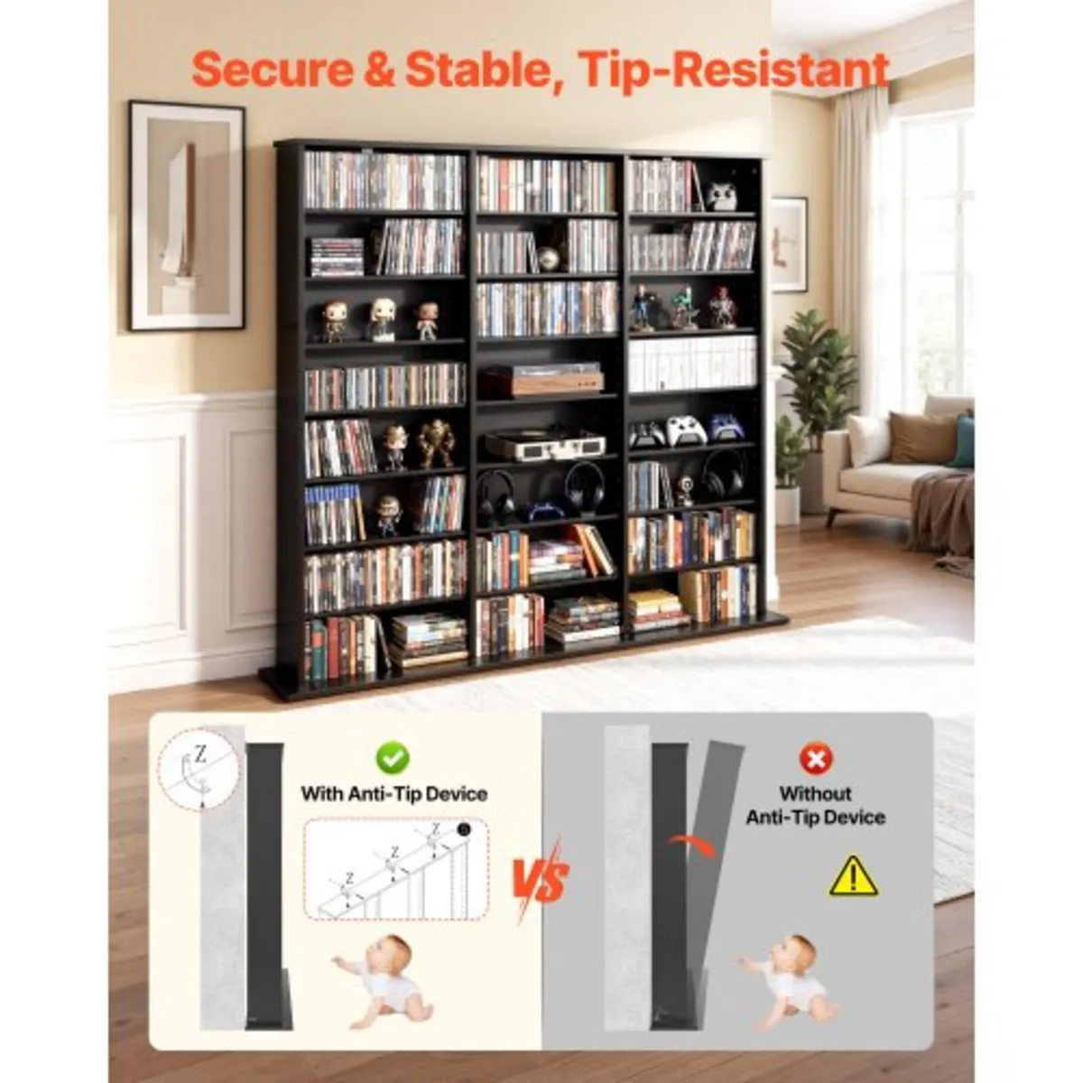 Media Storage Cabinet, 8-Tier DVD Shelf Organizer, - Image 2