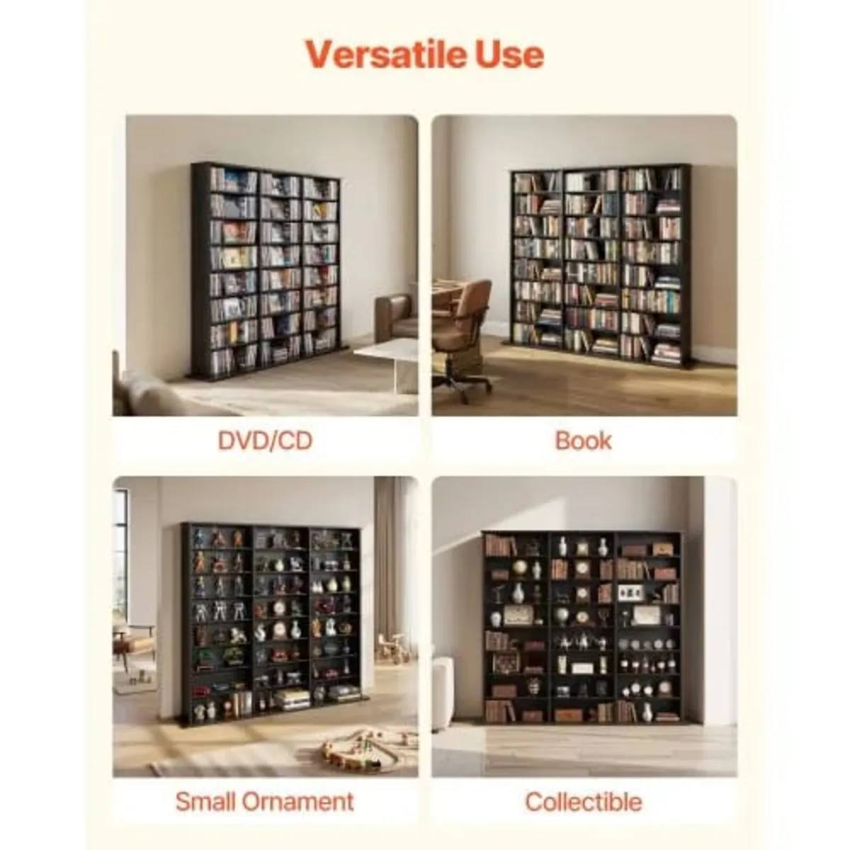 Media Storage Cabinet, 8-Tier DVD Shelf Organizer, - Image 4