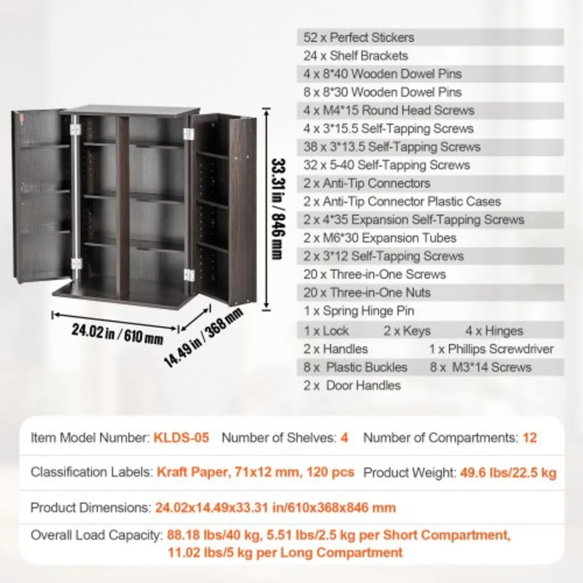 Media Storage Cabinet, DVD Cabinet with Doors and - Image 2