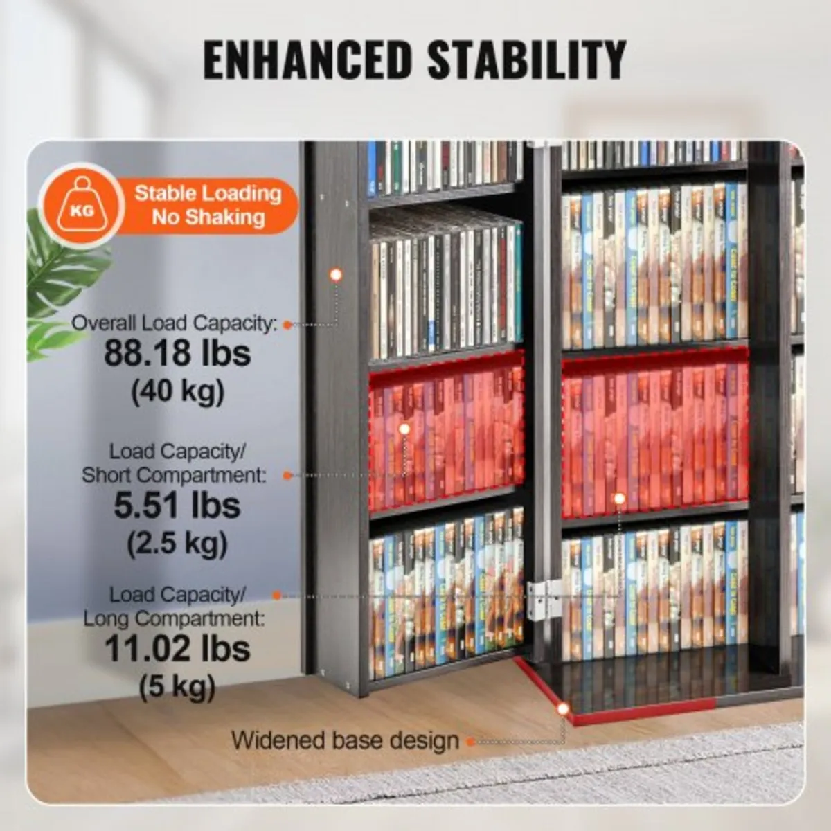 Media Storage Cabinet, DVD Cabinet with Doors and - Image 3