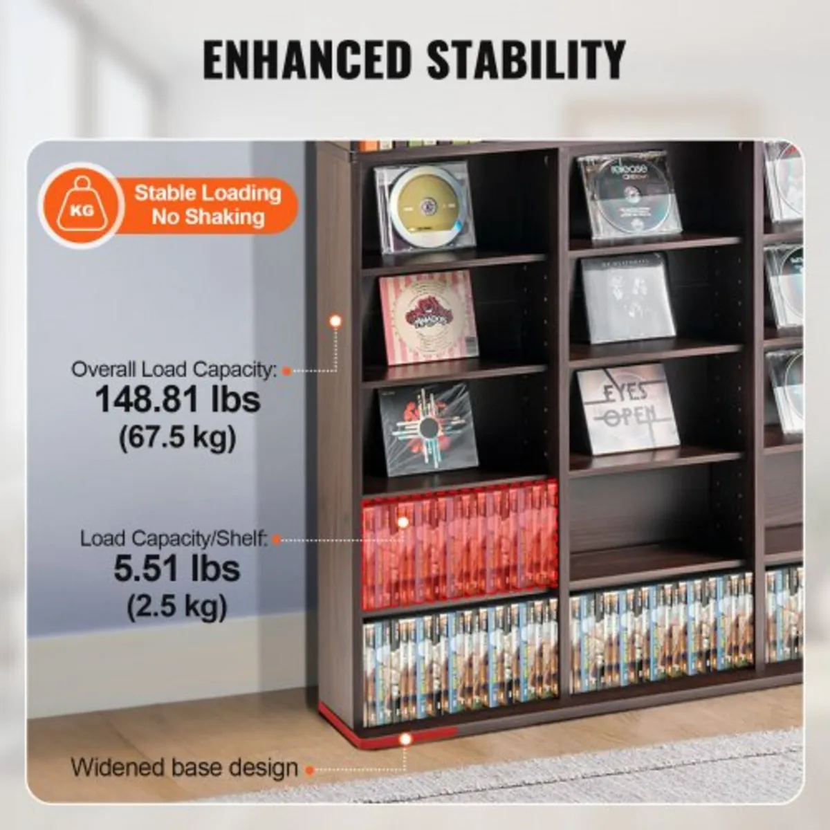 Media Storage Cabinet, 9-layer DVD Shelf Holds up - Image 3