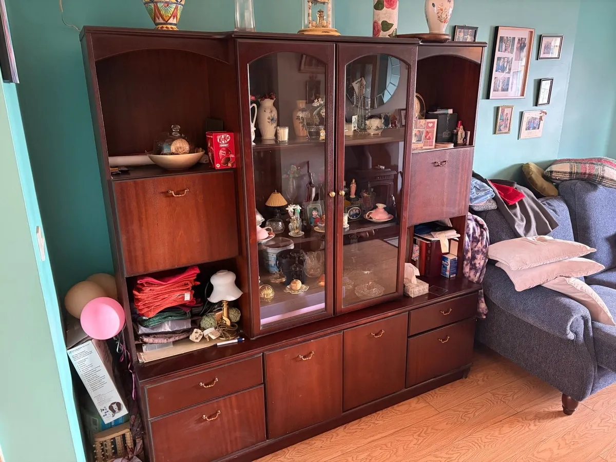 Large Mahogany-Style Display / Wall Unit - Image 1