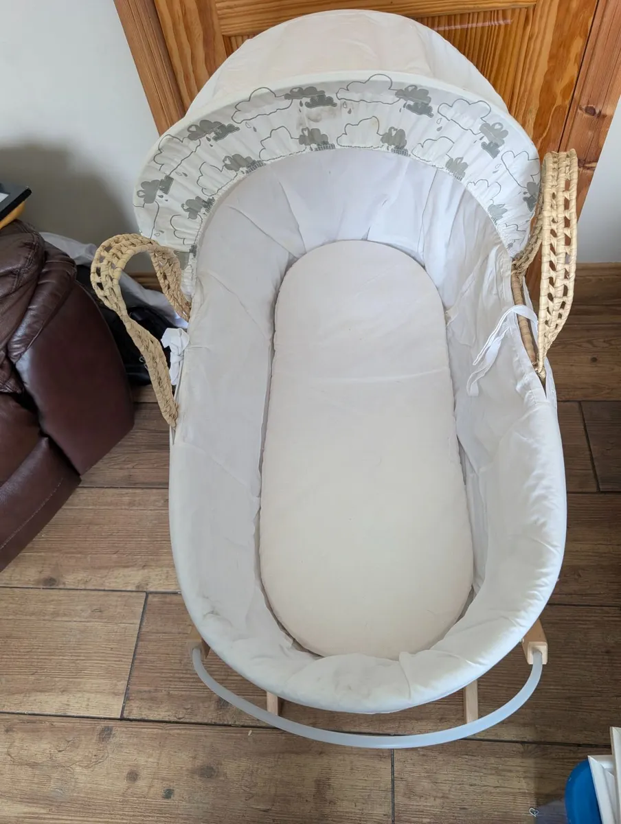 Moses basket with stand, mattress - Image 1