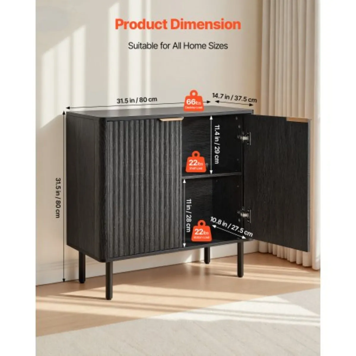 Coffee Bar Cabinet, Mid Century Fluted Coffee Bar - Image 3