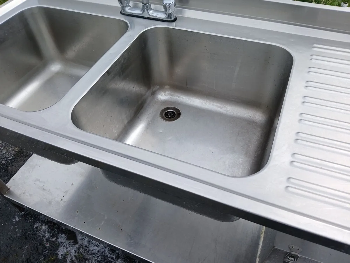 Staneless steel cabbinet double sink unit complete - Image 1