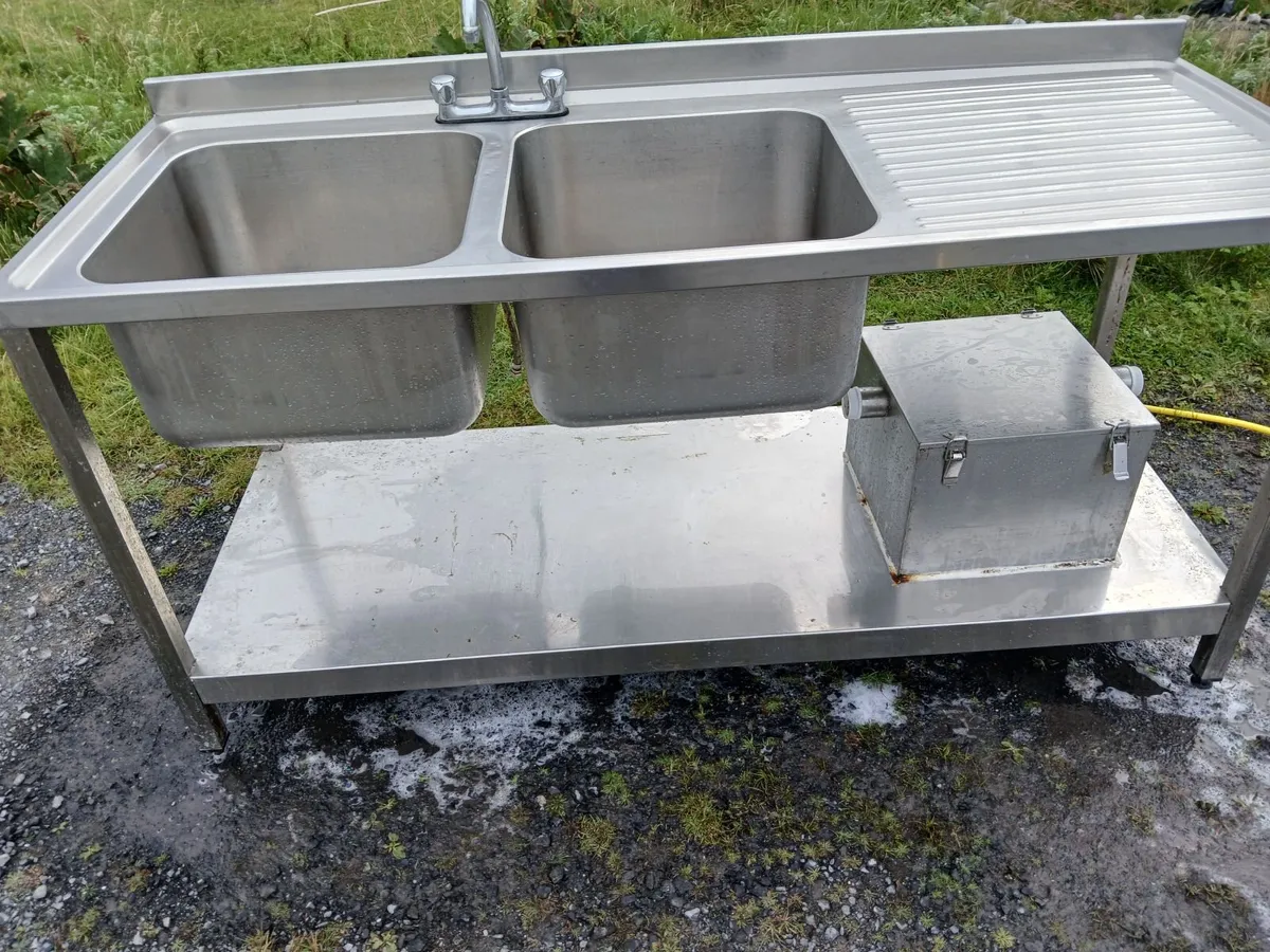 Staneless steel cabbinet double sink unit complete - Image 4