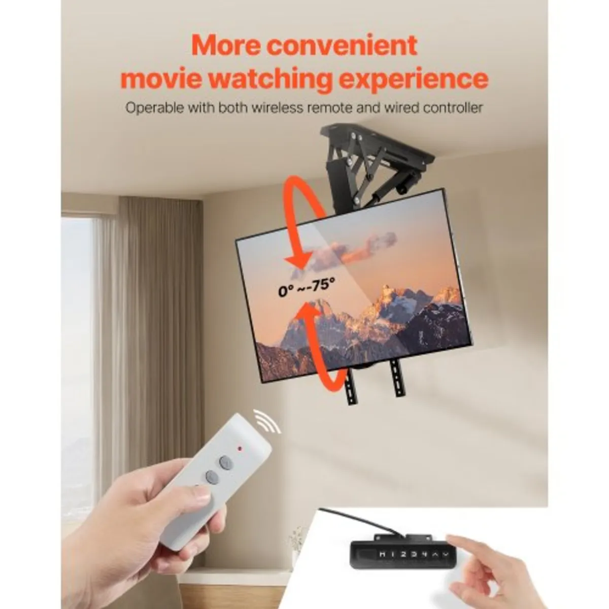 Motorized Ceiling TV Mount, TV Wall Mount for 32 t - Image 4