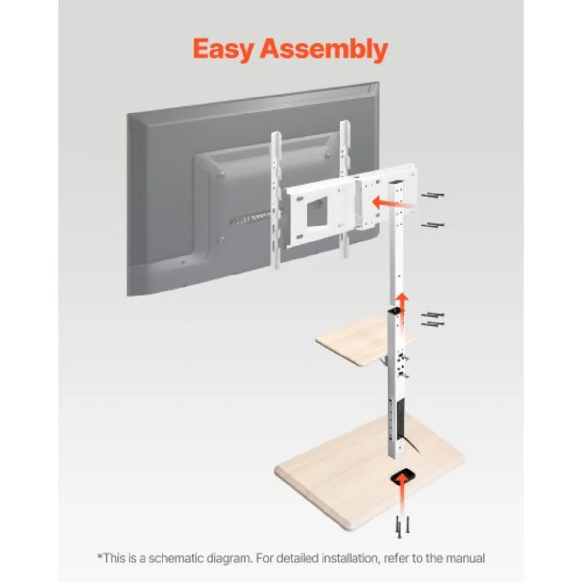 Rolling TV Stand, Mobile TV Cart for 32-70 Inch Sc - Image 4