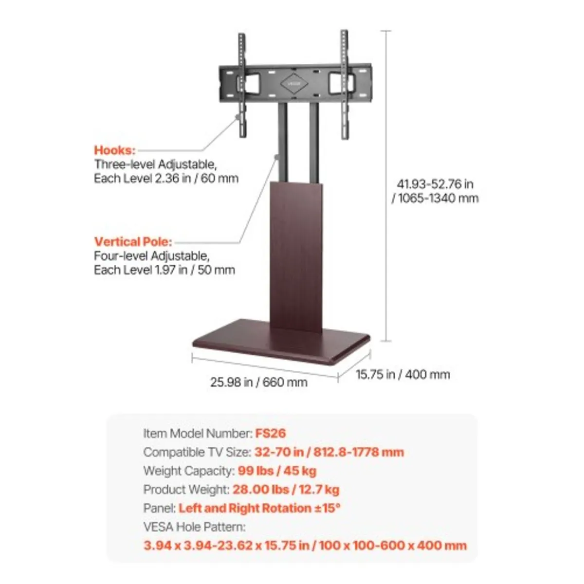 Universal TV Stand, Table Top TV Stand for 32-70 i - Image 3