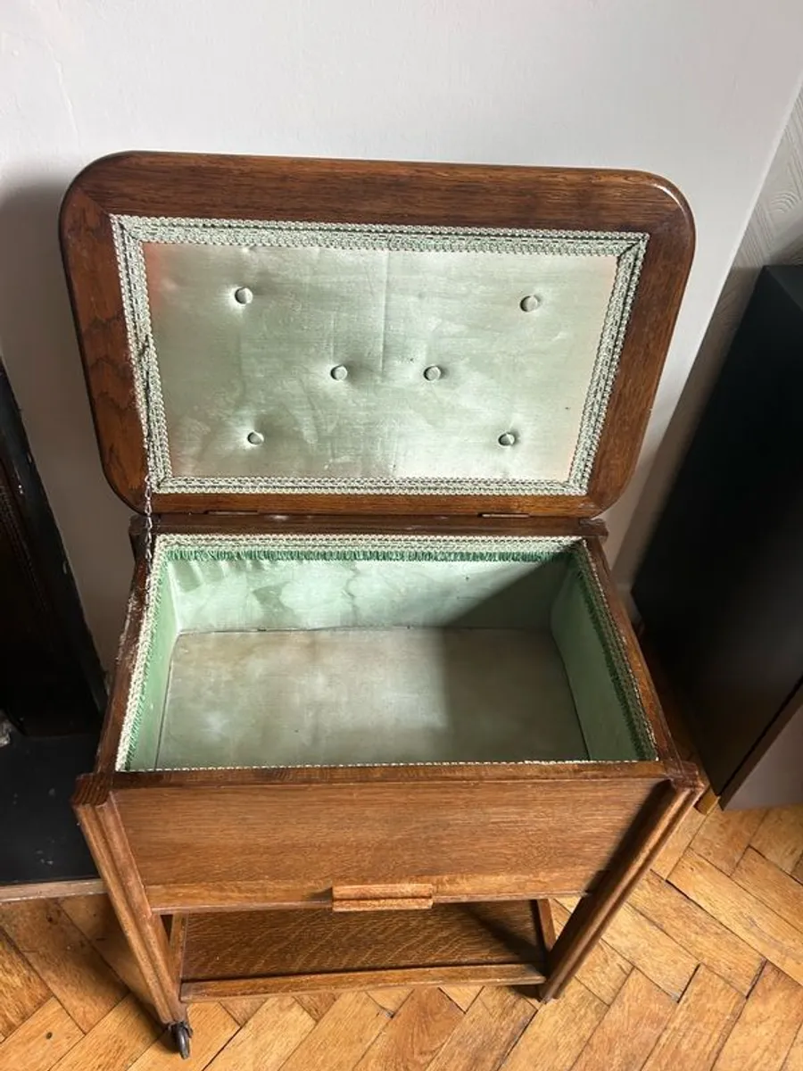 Oak side table / Sewing trolley. - Image 4