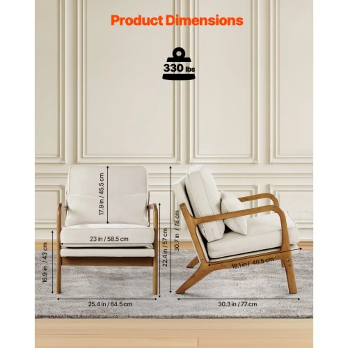 Accent Chair, Mid Century Modern Armchair with Sol - Image 2