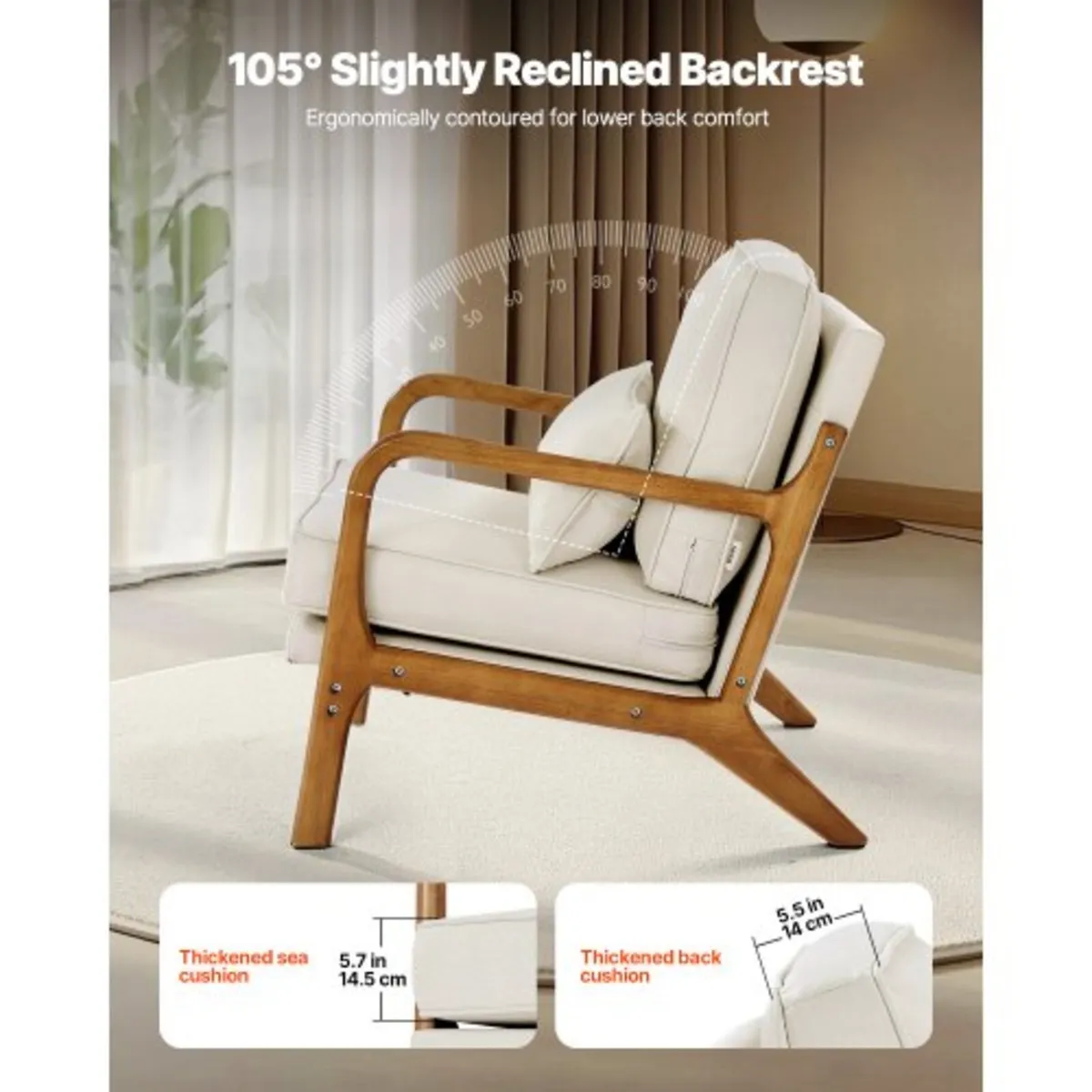 Accent Chair, Mid Century Modern Armchair with Sol - Image 3