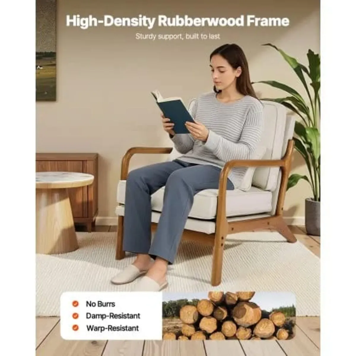 Accent Chair, Mid Century Modern Armchair with Sol - Image 4