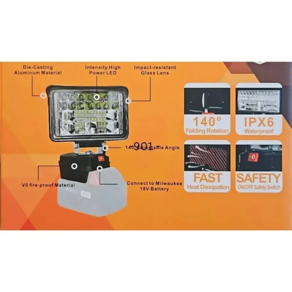 Milwaukee LED Light 100mm ( 4" ) Suit 18 Volt - Image 2