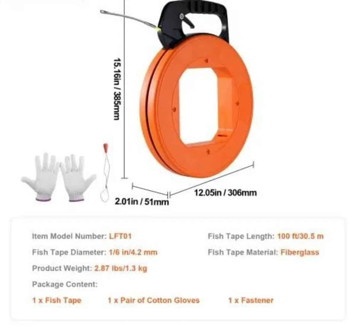 Fish Tape Wire Cable Line Puller 30.5 m-4.23 mm (1 - Image 2