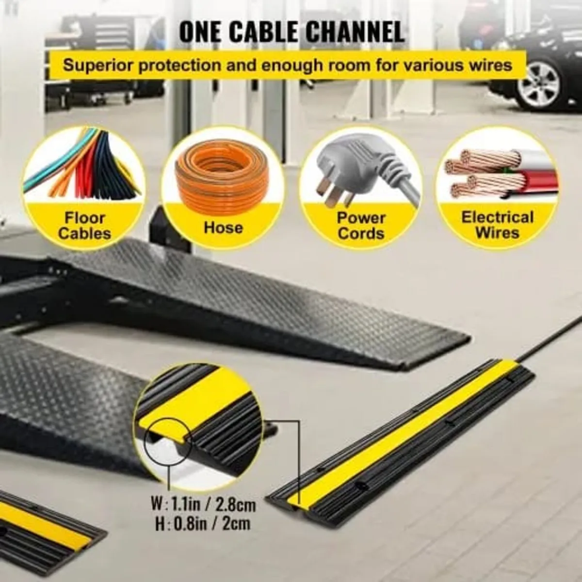 4 Pack of 1-Channel Rubber Cable Protector Ramps 1 - Image 3