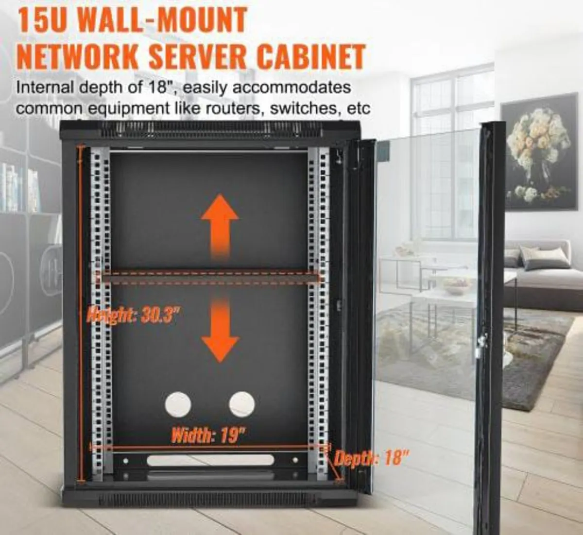 15U Wall Mount Network Server Rack Cabinet Enclosu - Image 4