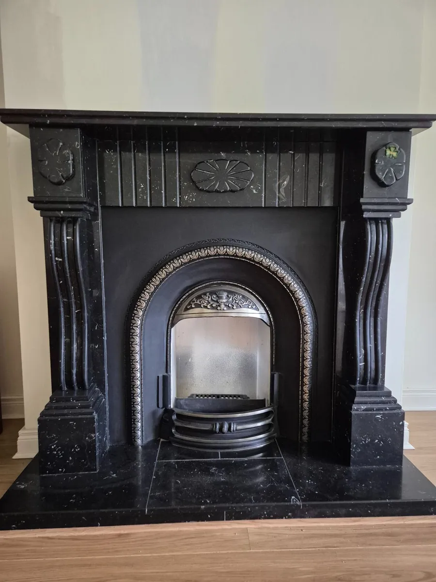 Black marble fireplace - Image 1