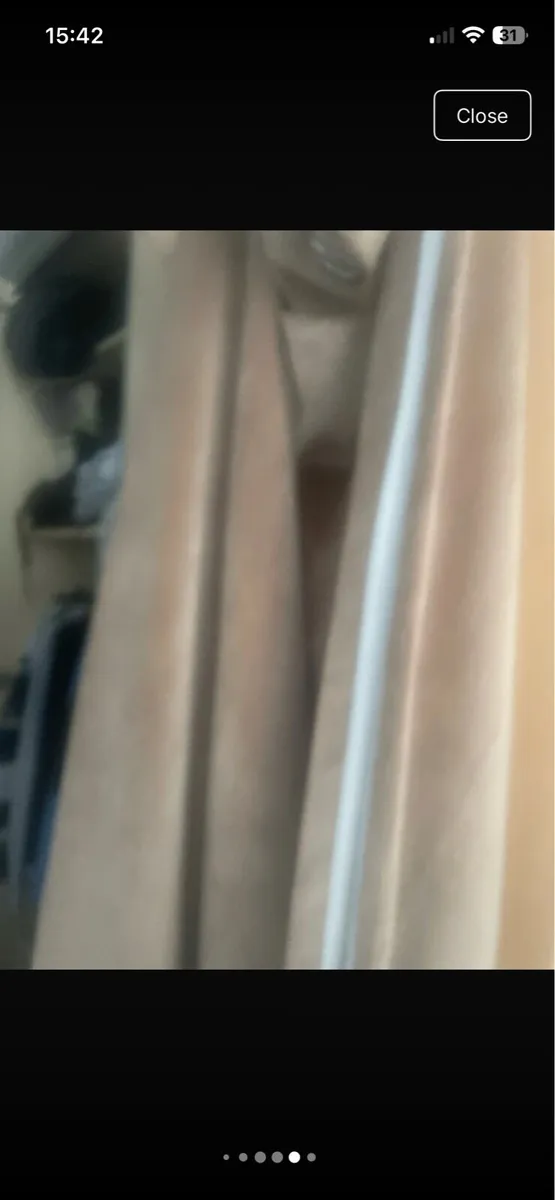 Long velvet lined golden curtains - Image 1