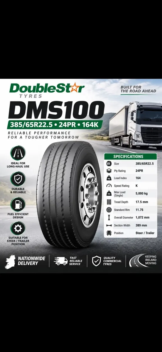 NEW DoubleStar 385/65R22.5 Truck Tyres - Image 1
