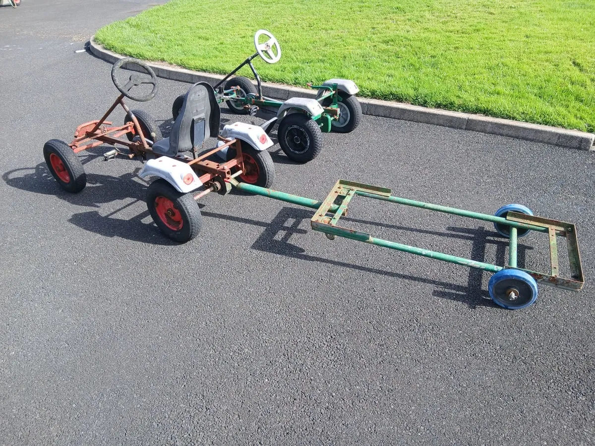 2 x Pedal Go-Karts + Trailer – Restoration Project - Image 1