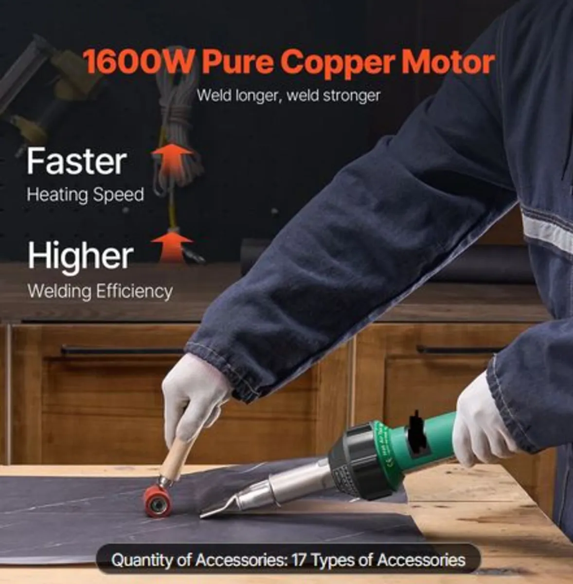 Hot Air Plastic Welder, 1600W Hot Air Torch Pistol - Image 2