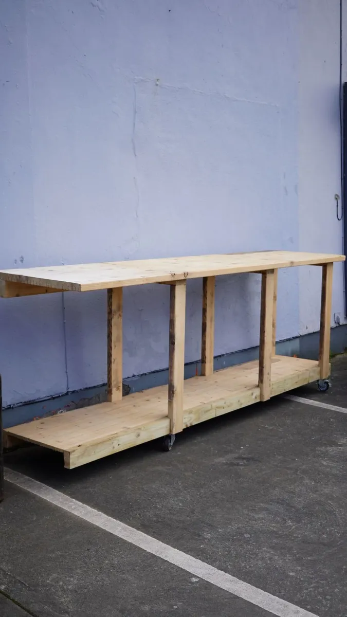 Large Pine Workbench on Castors - Image 2